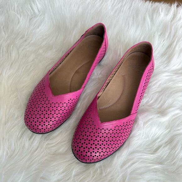 Dansko | Neely Flats Pink Perforated Leather Comfort Cut-Out Ballet Fuchsia 39 9 - Picture 3 of 9